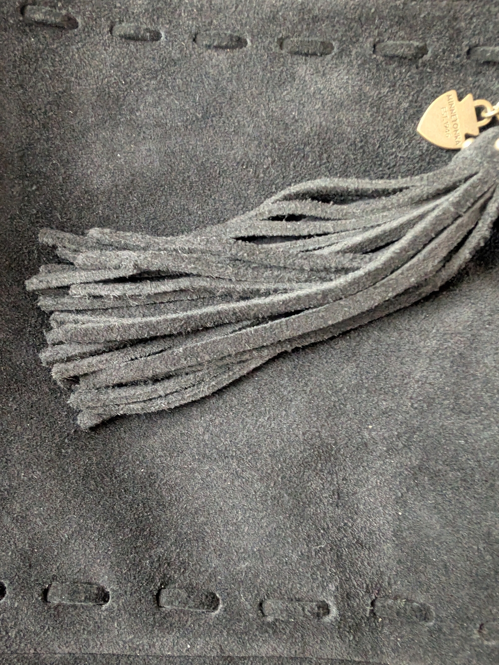 Minnetonka Black Suede Crossbody Bag